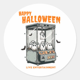 Sticker Rond Ghost Claw Jeu Halloween heureux