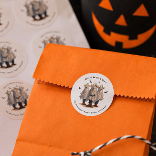 Sticker Rond Ghost Cowboy Western Thème Éffrayant Halloween Par
