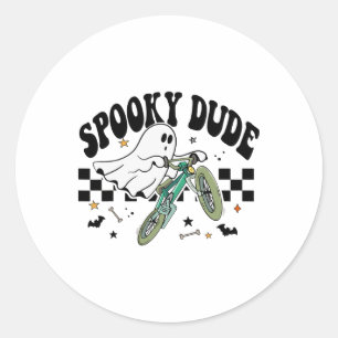 Sticker Rond Ghost Cyclisme Vélo Retro Halloween Party C