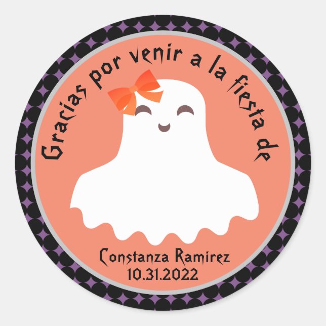 Sticker Rond Ghost Espagne Halloween Gracias Merci Party (Devant)