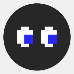 Sticker Rond Ghost Eyes Pixel Arcade jeu vidéo 8 bits correspon