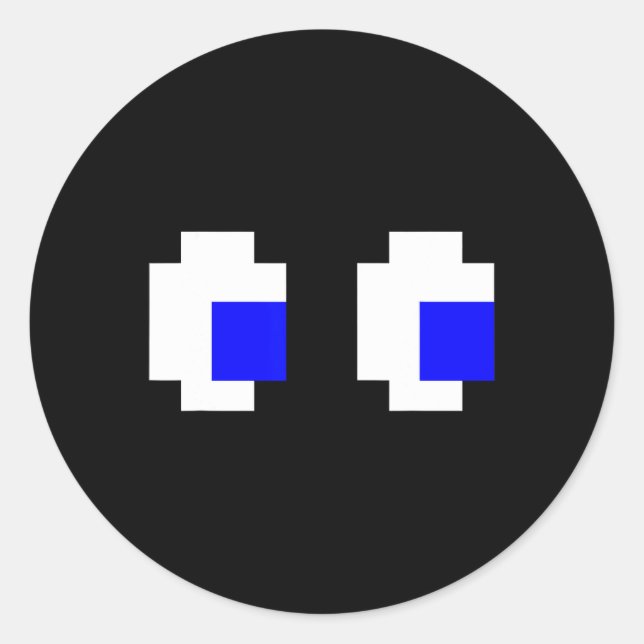 Sticker Rond Ghost Eyes Pixel Arcade jeu vidéo 8 bits correspon (Devant)