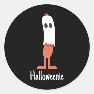 Sticker Rond Ghost Hot Dog Halloweenie Costume Amusant Nourritu