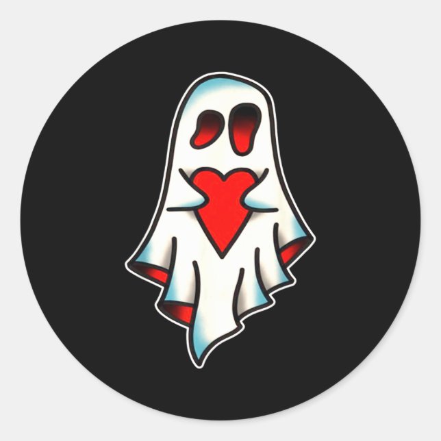 Sticker Rond Ghost Lover Heart  (Devant)