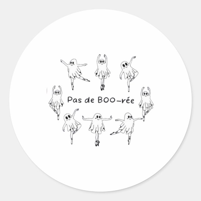 Sticker Rond Ghost Pas De Boo-rée Danseur de ballet Éffrayant H (Devant)