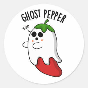 Sticker Rond Ghost Pepper Funny Chili Pun