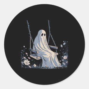 Sticker Rond Ghost Swing Cottagecore Floral Aesthétique Hallowe