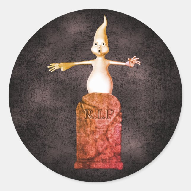 Sticker Rond Ghost Tombstone Halloween drôle  (Devant)