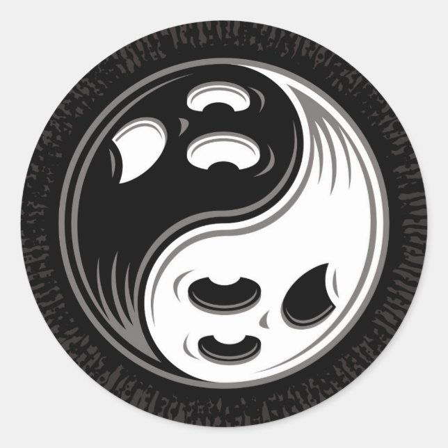 Sticker Rond Ghost Yin Yang Noir et blanc (Devant)