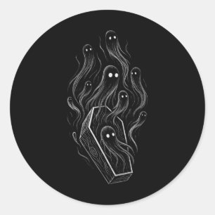 Sticker Rond Ghosts Café Déplaisant Horreur Grunge Alt Alternat