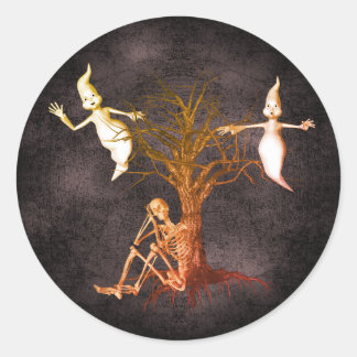 Sticker Rond Ghosts Skeleton Halloween drôle