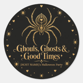 Sticker Rond Ghouls Ghosts & Good Times Black Gold Halloween