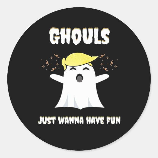 Sticker Rond Ghouls veut juste avoir un design rétro amusant (Devant)