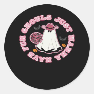 Sticker Rond Ghouls veut juste s'amuser (Hallowee de style occi
