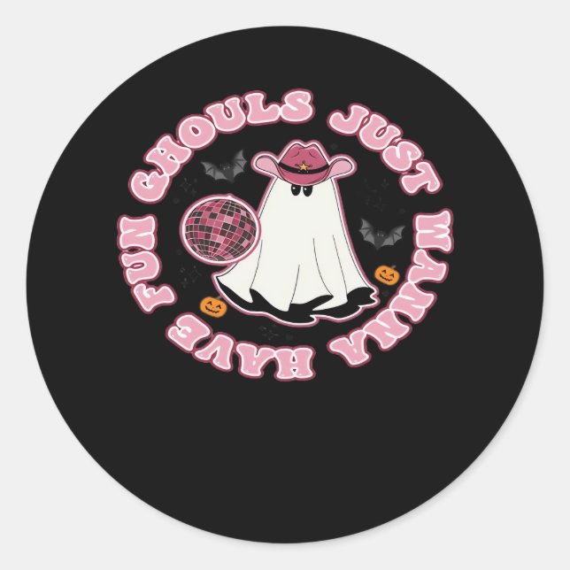 Sticker Rond Ghouls veut juste s'amuser (Hallowee de style occi (Devant)