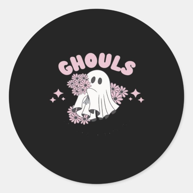 Sticker Rond Ghouls veut juste s'amuser Halloween Art Basic Sty (Devant)