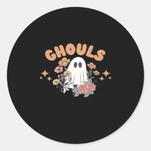 Sticker Rond Ghouls veut juste s'amuser Halloween Art Sloth Des