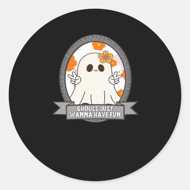 Sticker Rond Ghouls veut juste s'amuser Sloth Halloween (Devant)