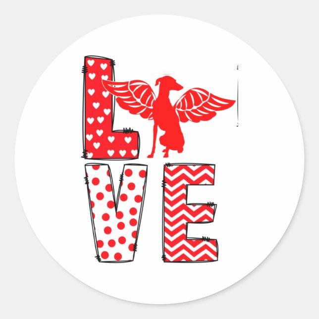 Sticker Rond Ghound Valentines Day Love Valentine Cute Heart  (Devant)