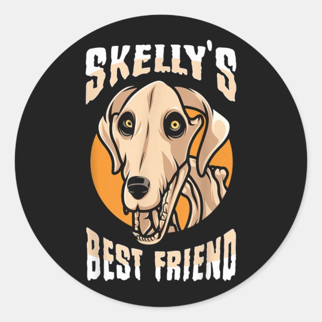 Sticker Rond Giant Skelly Dog Halloween (Devant)