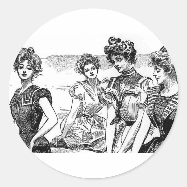 Sticker Rond Gibson Girls at the Beach (Devant)