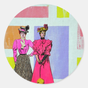 Sticker Rond Gibson Girls in a Mondrian Motif