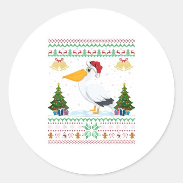 Sticker Rond Gig Pelican Bird Amant Xmas (Devant)