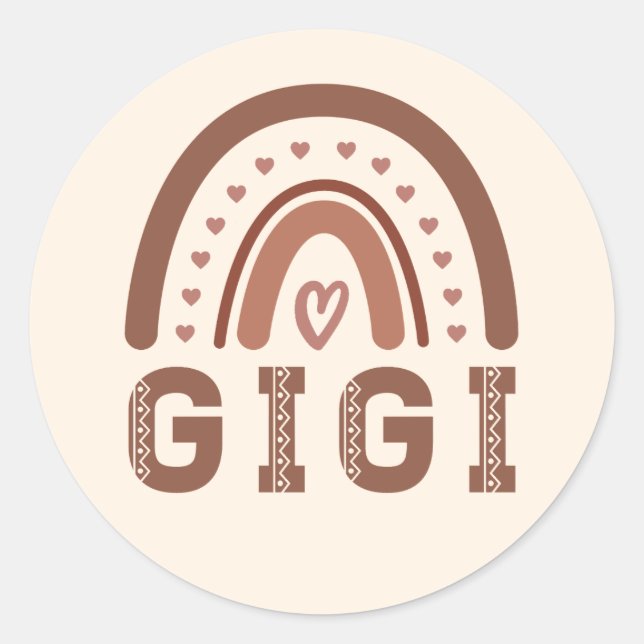 Sticker Rond Gigi Boho Arc-en-ciel de mignons cadeaux grand-mèr (Devant)