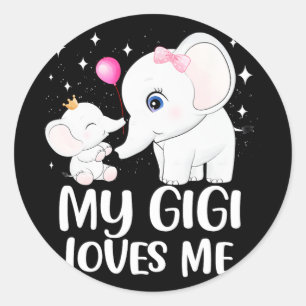 Sticker Rond Gigi M'Aime Jolie Aiguille Éléphante Pour Les Enfa
