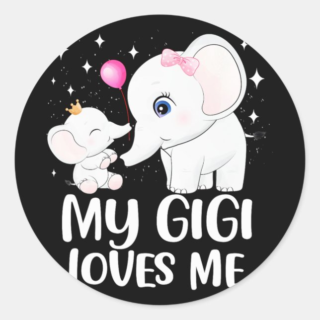 Sticker Rond Gigi M'Aime Jolie Aiguille Éléphante Pour Les Enfa (Devant)