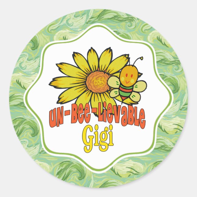 Sticker Rond Gigi Tournesol et abeilles incroyables (Devant)