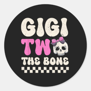 Sticker Rond Gigi Two The Bone Halloween 2e anniversaire fille