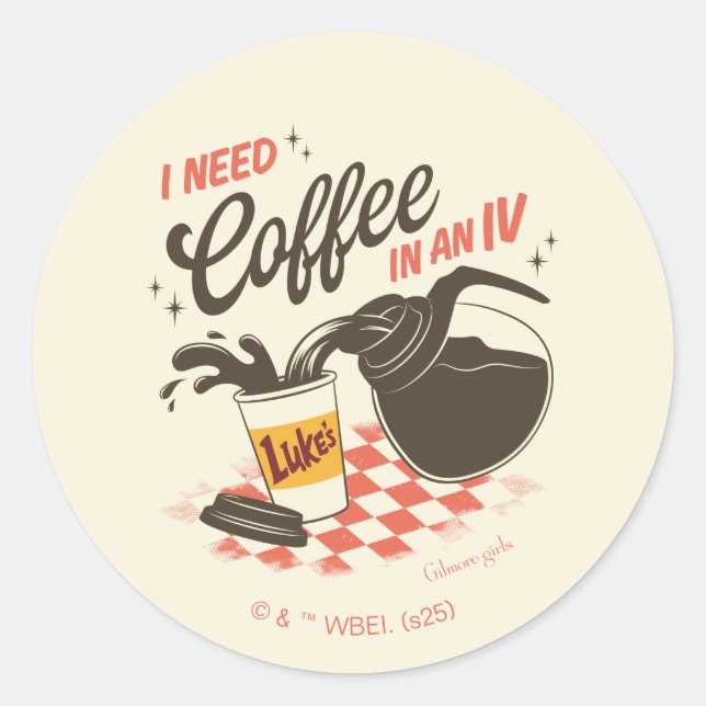 Sticker Rond Gilmore Girls Luke’s Coffee IV Quote (Devant)