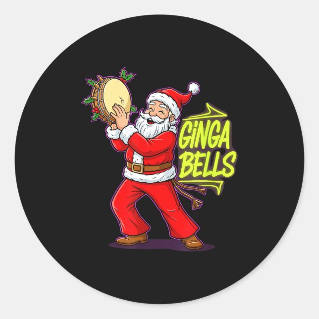 Sticker Rond Ginga Bells Santa Brazilian Party Holiday Christma (Devant)
