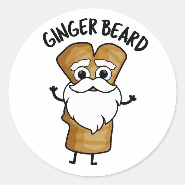 Sticker Rond Ginger Beard Drôle Pain d'épices Pain d'épices Pun (Devant)