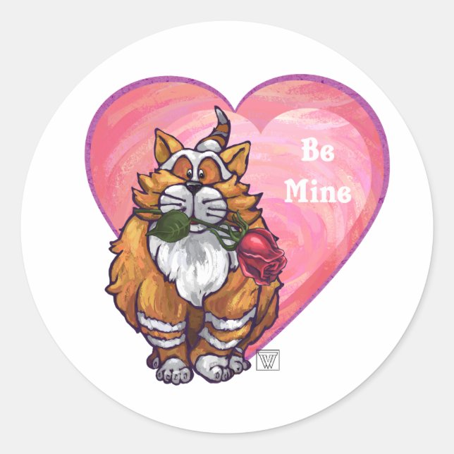 Sticker Rond Ginger Cat Saint-Valentin (Devant)