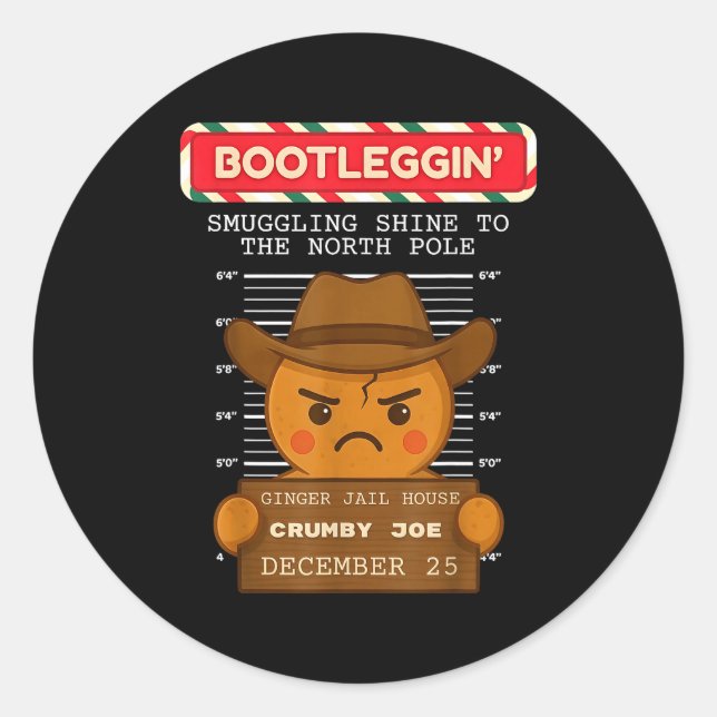 Sticker Rond Ginger Jailhouse Christmas Humor Gingerbread Coupl (Devant)