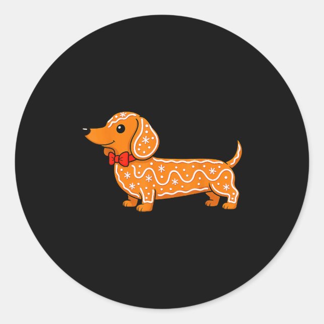 Sticker Rond Gingerbread Dachshund Christmas Cute Weiner Dog  (Devant)