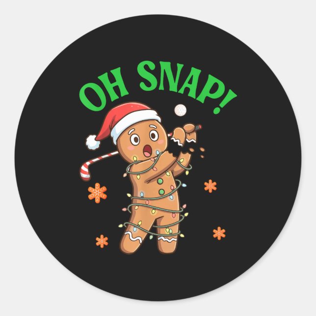 Sticker Rond Gingerbread drôle de golf Cookie de Noël Oh Snap S (Devant)