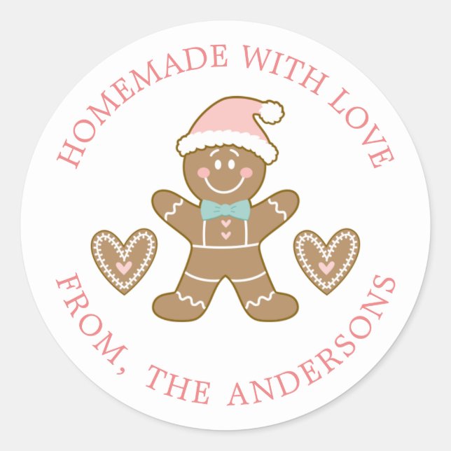 Sticker Rond Gingerbread fait avec amour Noël (Devant)