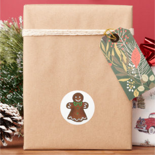 Sticker Rond Gingerbread Femme Lady Christmas Cookie Baking