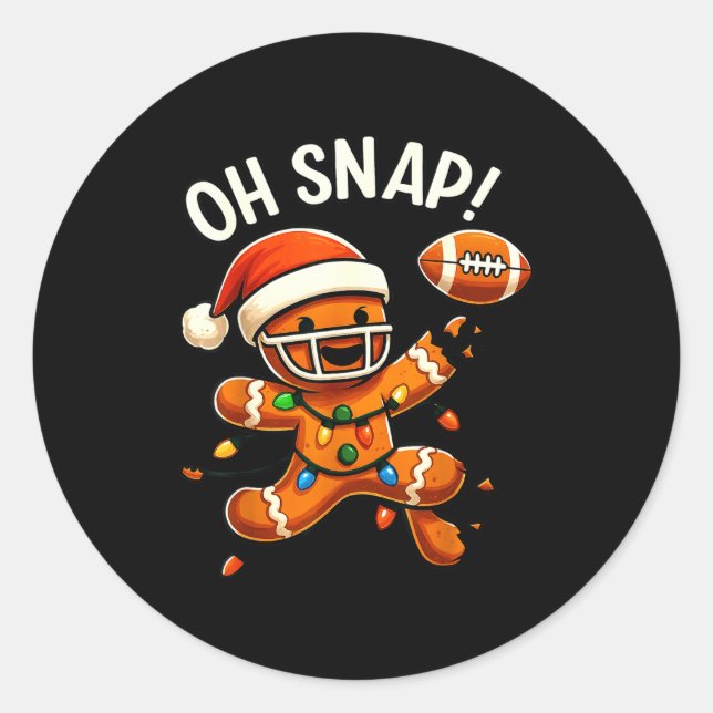 Sticker Rond Gingerbread Football Oh Snap Christmas Lights Desi (Devant)