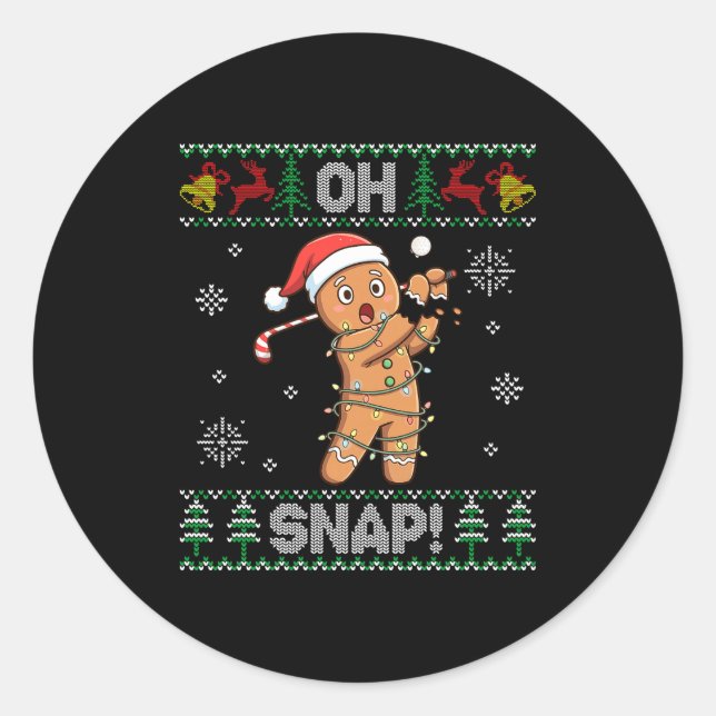 Sticker Rond Gingerbread Golf Christmas Cookie Oh Snap Santa Ug (Devant)