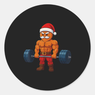 Sticker Rond Gingerbread Haltérophilie Gym Fitness Workout Chri