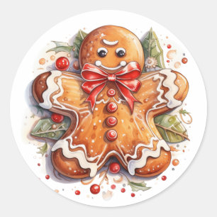 Sticker Rond Gingerbread Homme Cookie