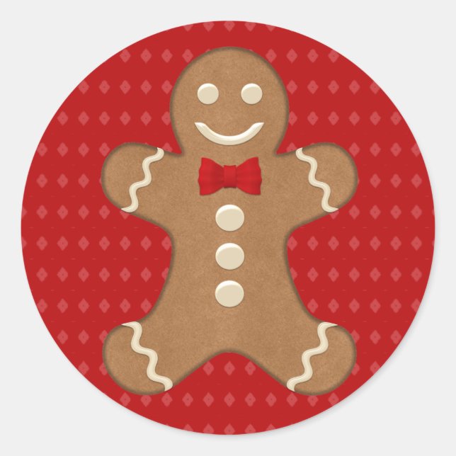 Sticker Rond Gingerbread Homme Cookie Holiday (Devant)