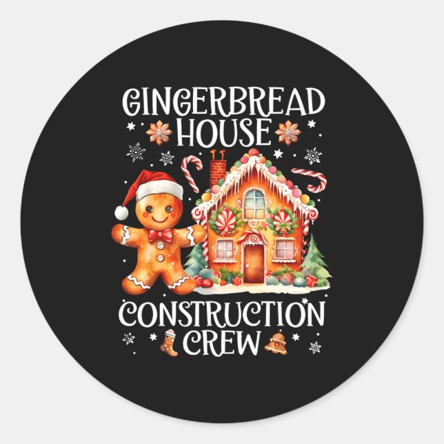 Sticker Rond Gingerbread House Construction Crew Cookie Baking  (Devant)