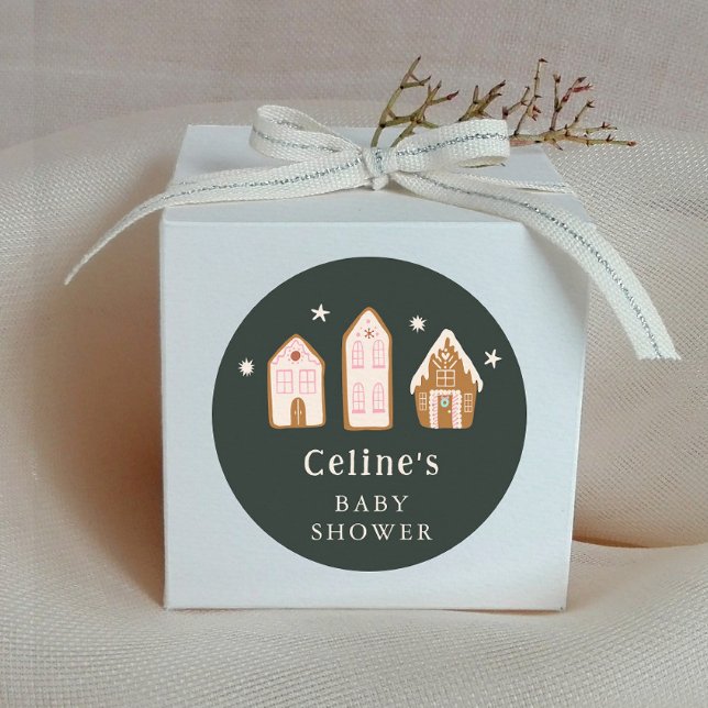 Sticker Rond Gingerbread House Girl Baby Shower Favor (Créateur téléchargé)