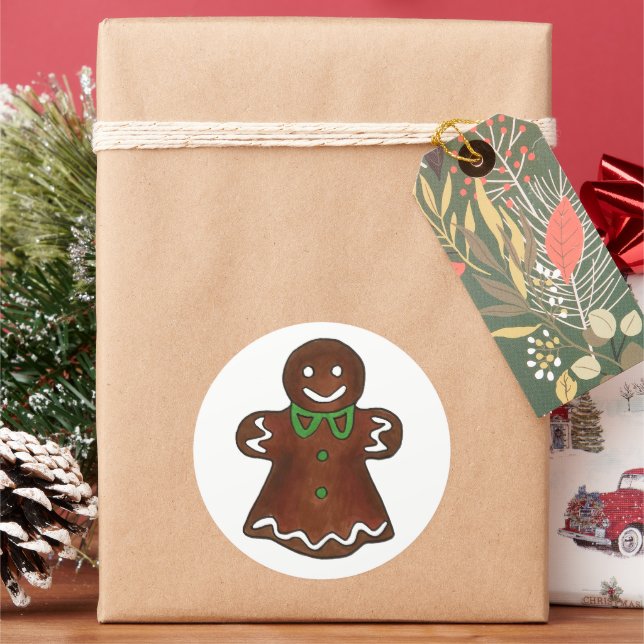 Sticker Rond Gingerbread Lady Woman Christmas Holiday Cookies (vacances)