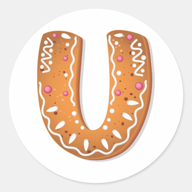 Sticker Rond Gingerbread Letter U Monogram Holiday Cookie (Devant)